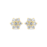 22K Gold Radiant Cluster Stud Earrings